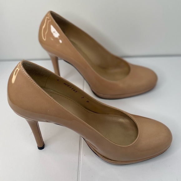 STUART WEIZTMAN 7 Elegant Luxury Designer Tan High Heels - Picture 3 of 10